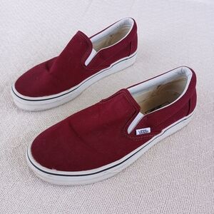 vans ♡ slip on burgundy skate shoes womens 8.5 mens 7